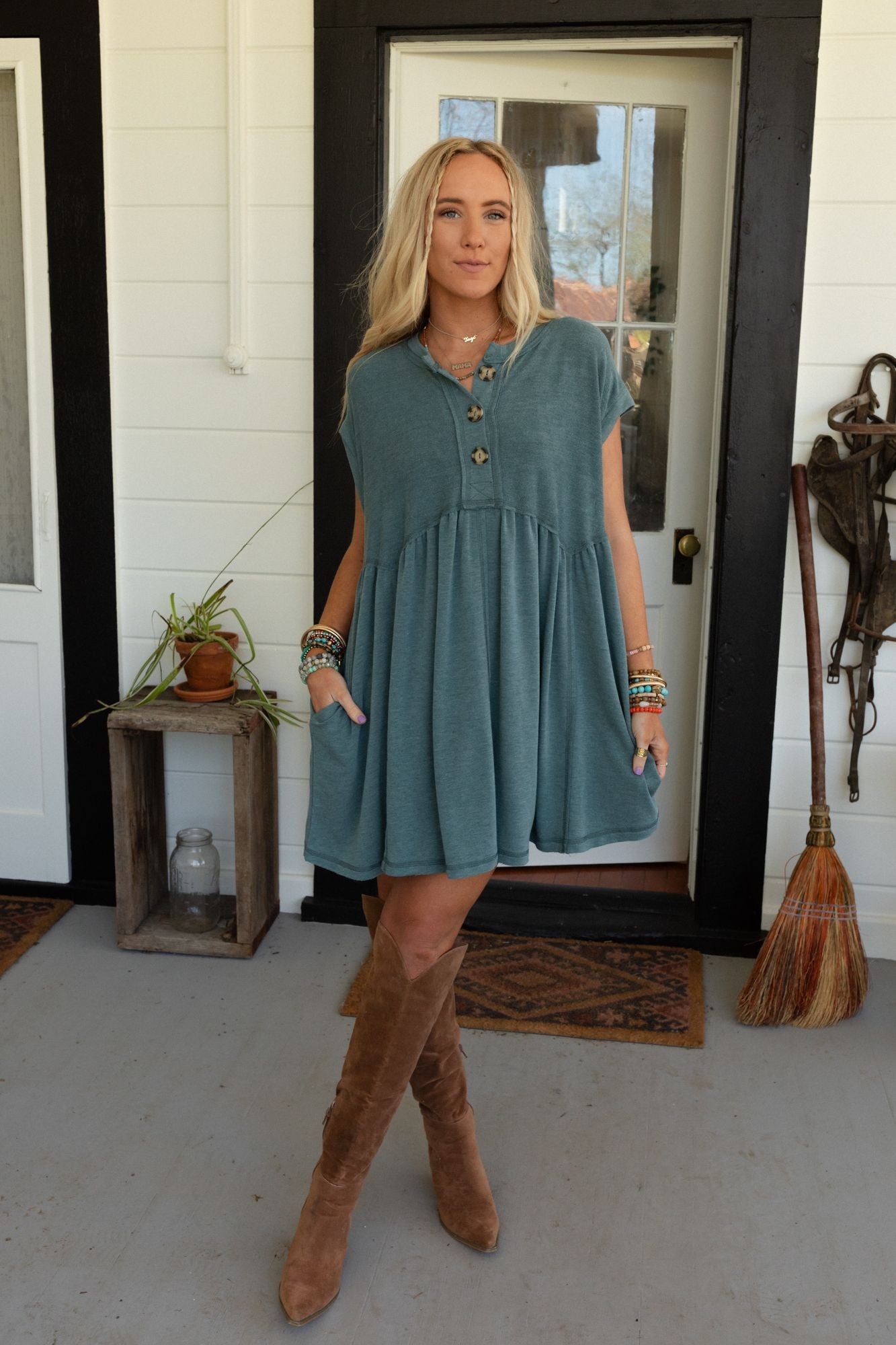 The Nest Sweet Nothings Baby Doll Dress - Teal - Pre Order