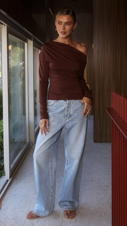 Sutton Long Sleeve Top - Chocolate