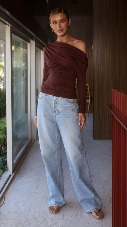 Sutton Long Sleeve Top - Chocolate