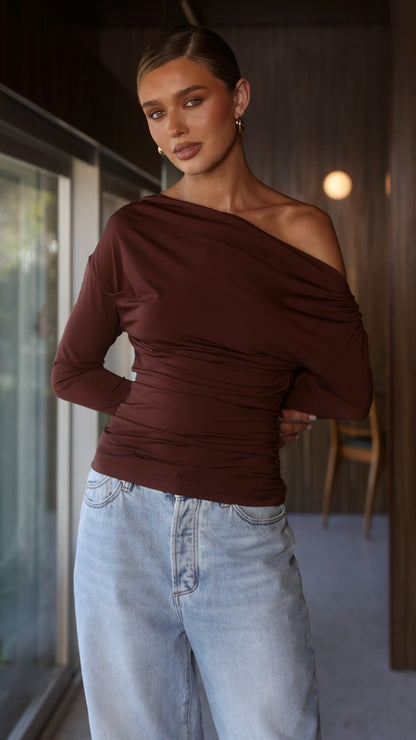Sutton Long Sleeve Top - Chocolate