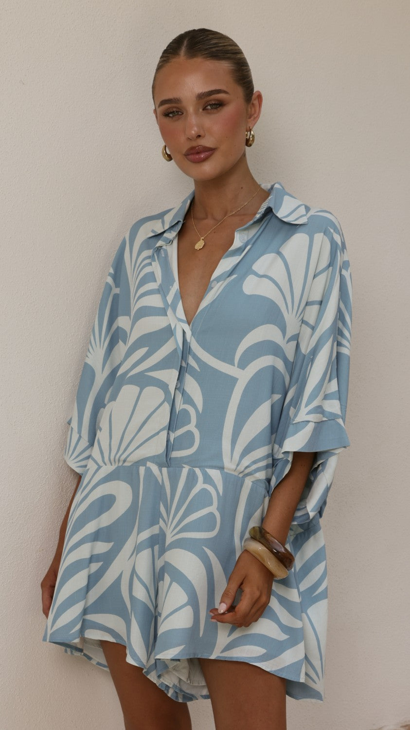 Bailin Playsuit - Coral Blue