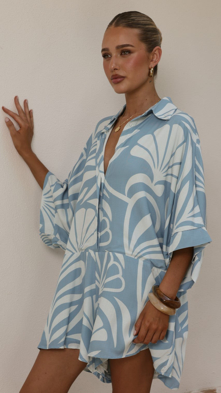Bailin Playsuit - Coral Blue