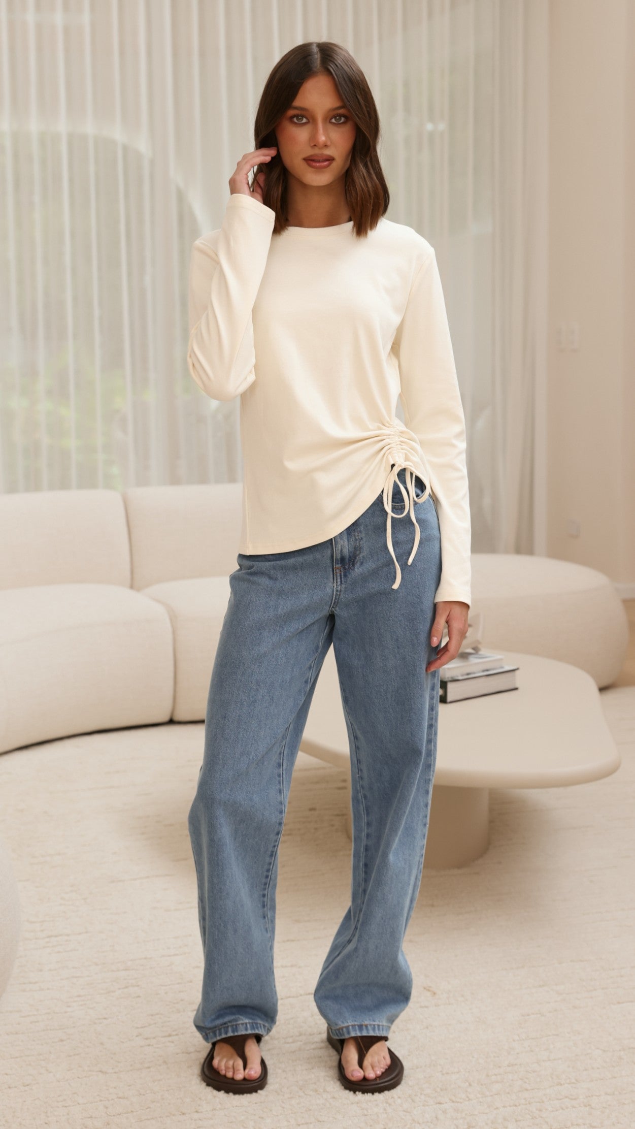 Lydia Long Sleeve Top - Cream