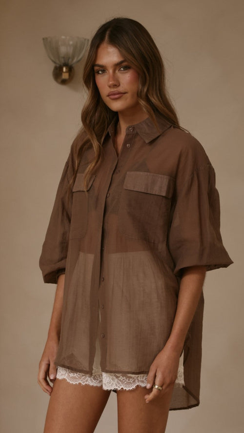 Kylie Oversized Shirt - Chocolate