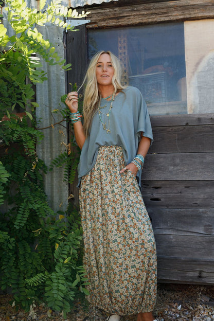 The Nest Solstice Song Cinched Skirt - Khaki - Pre Order