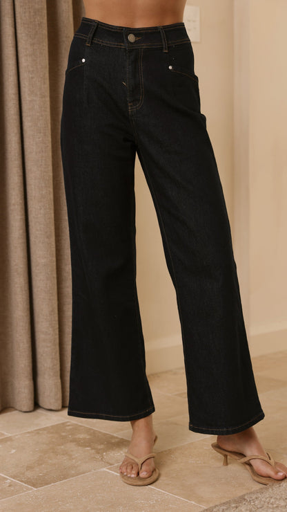 Zayleigh Straight Leg Jeans - Dark Denim