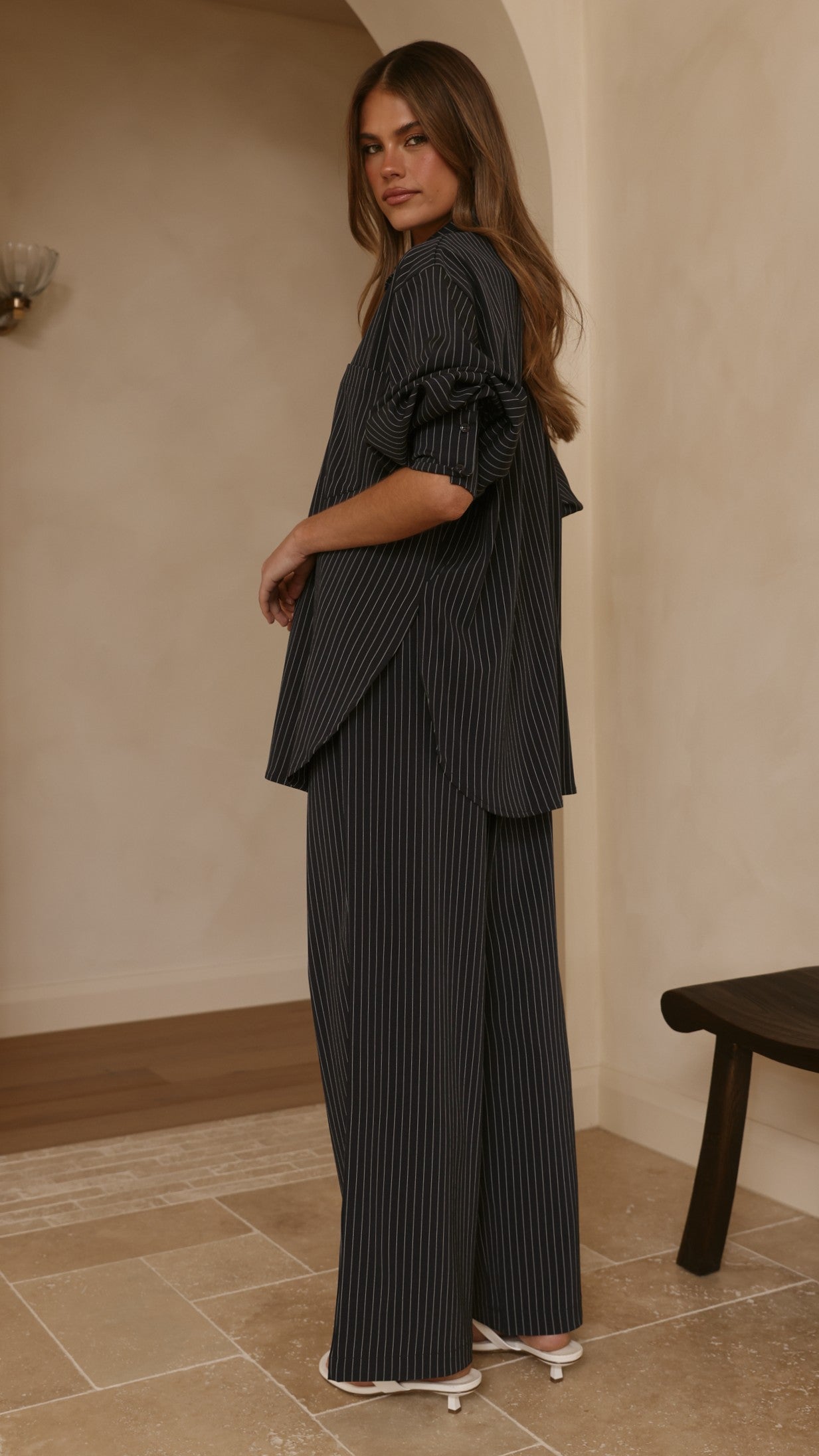 Zaila Pants - Navy/White Stripe