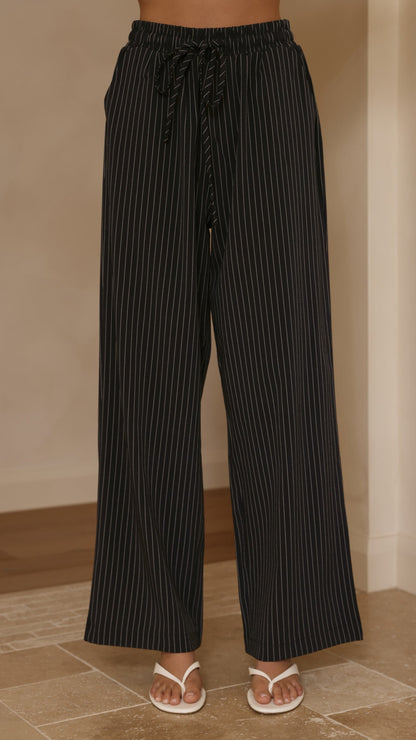 Zaila Pants - Navy/White Stripe