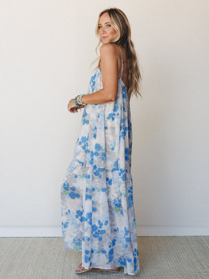 Days of Old Floral Maxi Dress - Blue