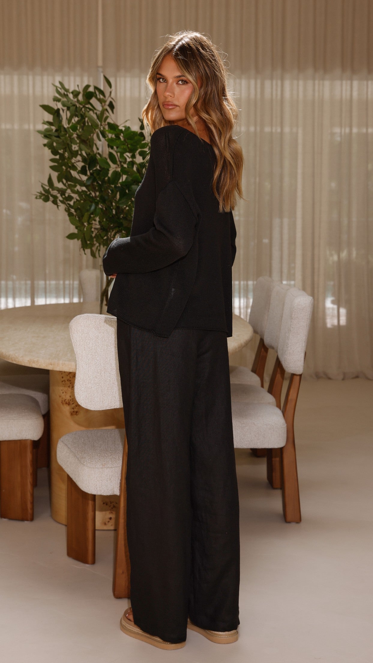 Selara Button Up Cardigan - Black