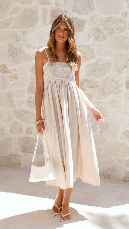 Kinsley Midi Dress - Beige