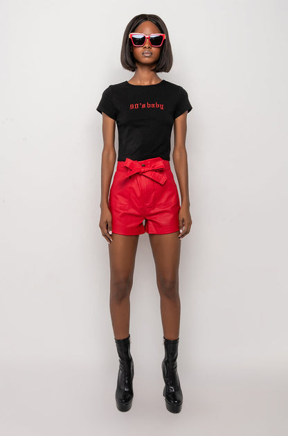 90S BABY RIBBED SHORT SLEEVE CROP TEE