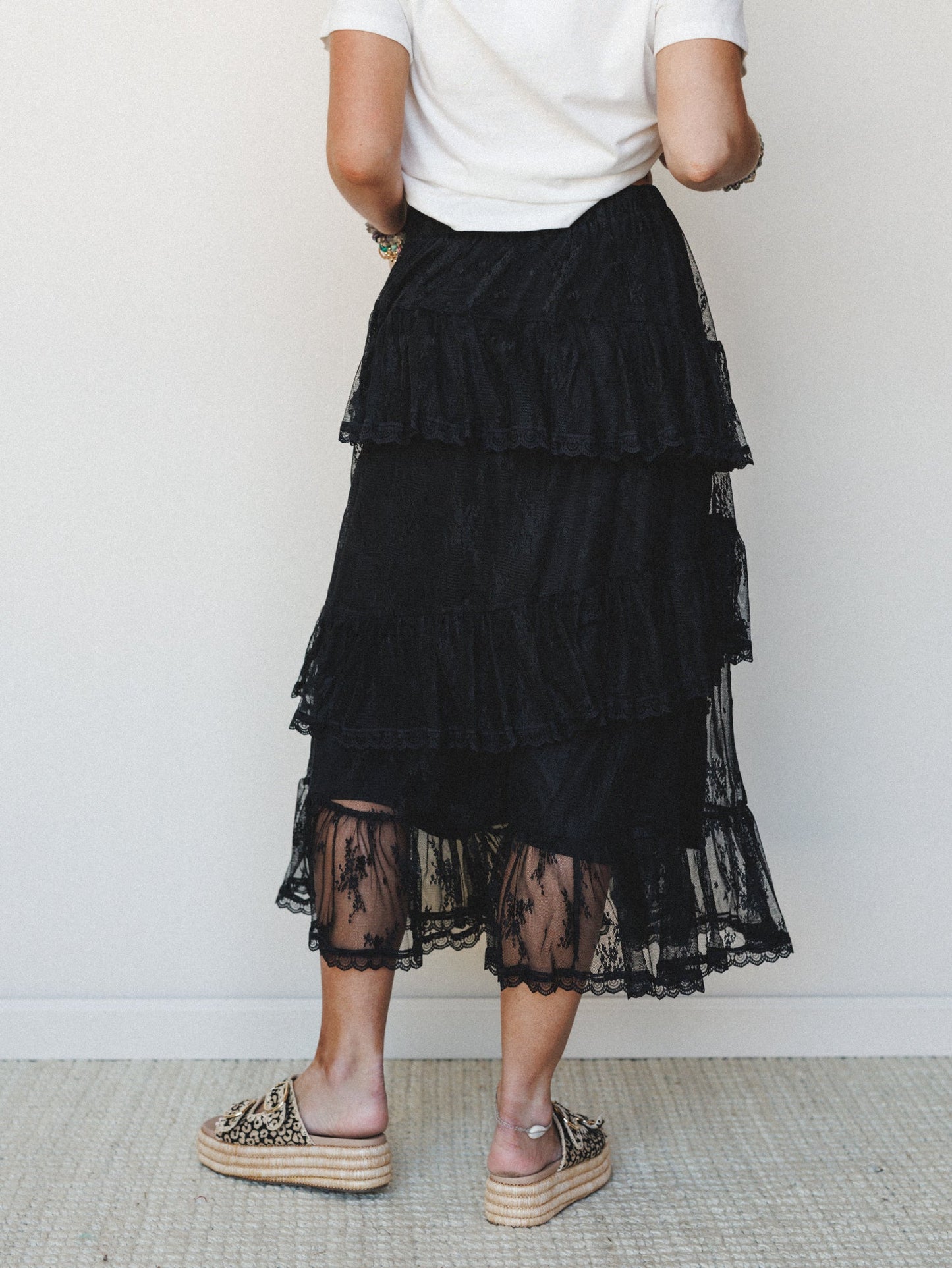 Elowen Ruffle Maxi Skirt - Black