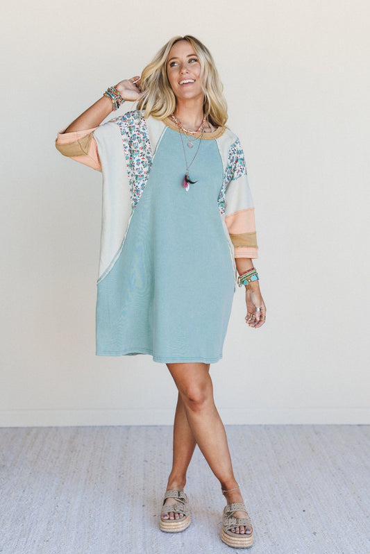 Endlessly Yours Terry Knit Dress - Teal - Pre Order