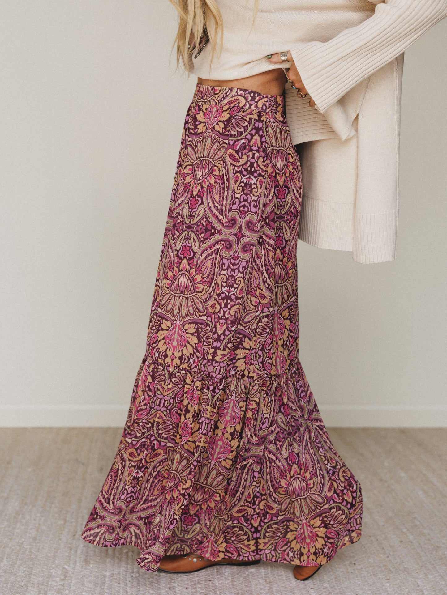 Printed Daydream Maxi Skirt - Purple - Pre Order