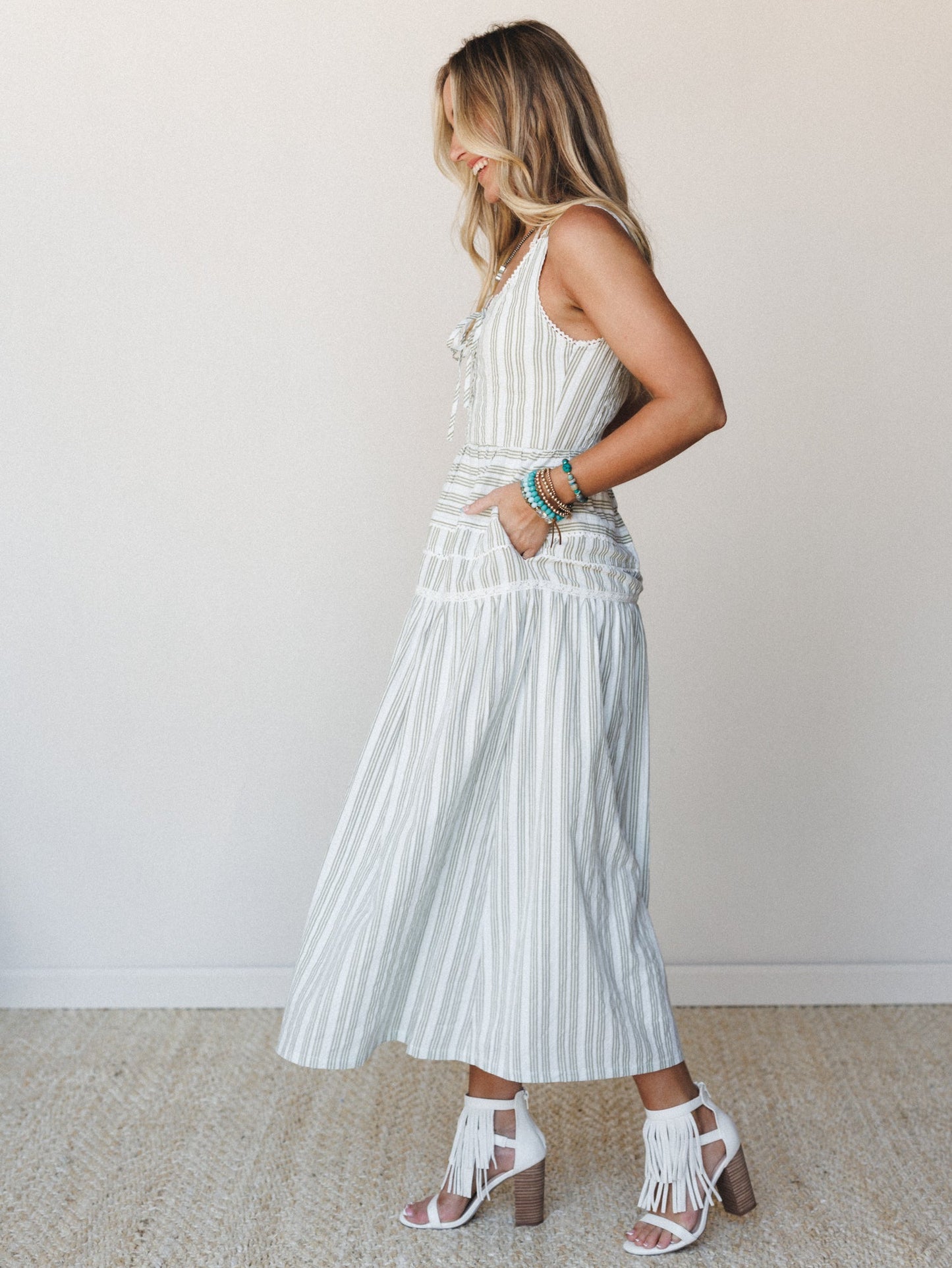 Petals in the Wind Dress - Olive