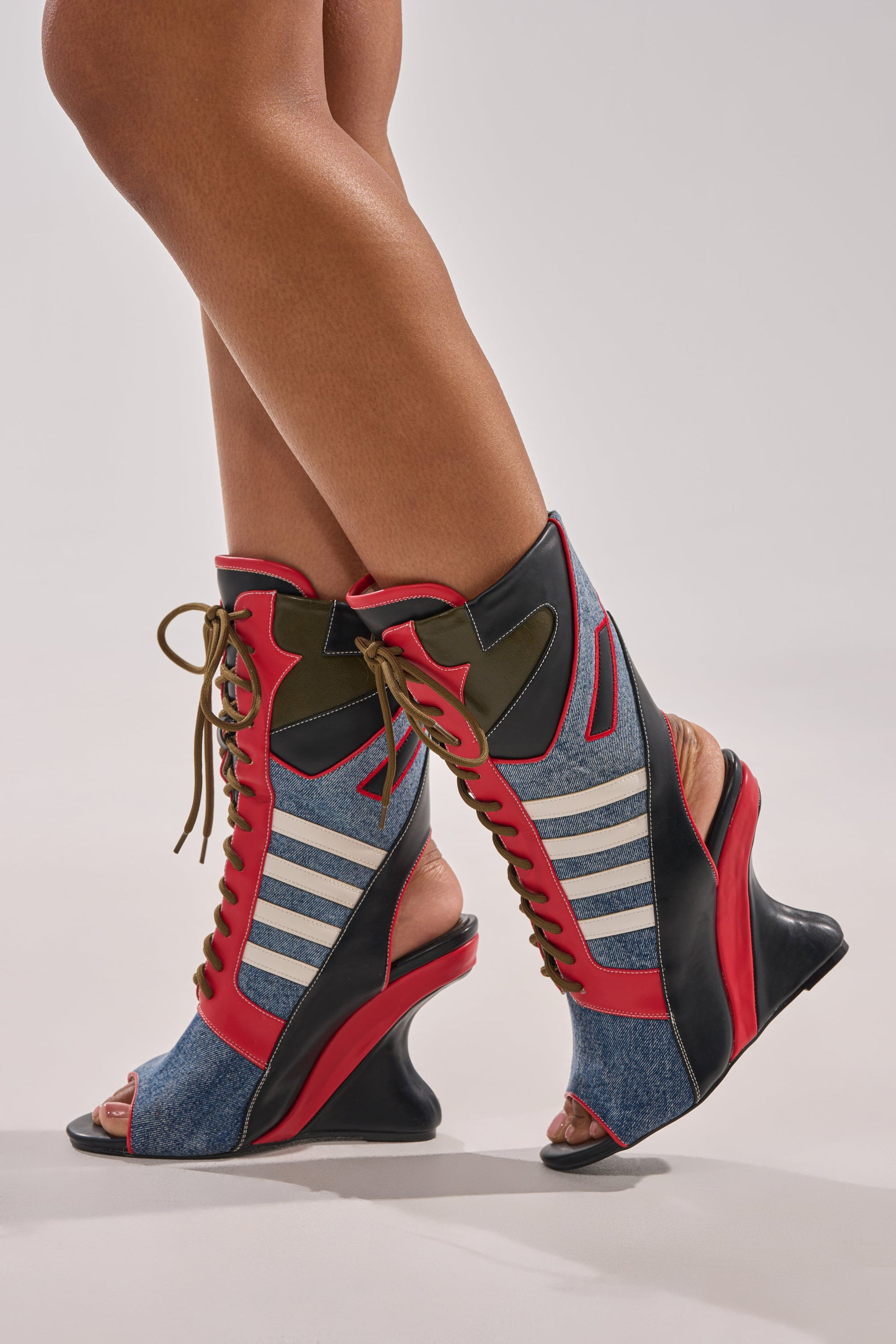 AKIRA GOLD MAYWEATHER MULTI SPORTY LOOK WEDGE BOOTIE