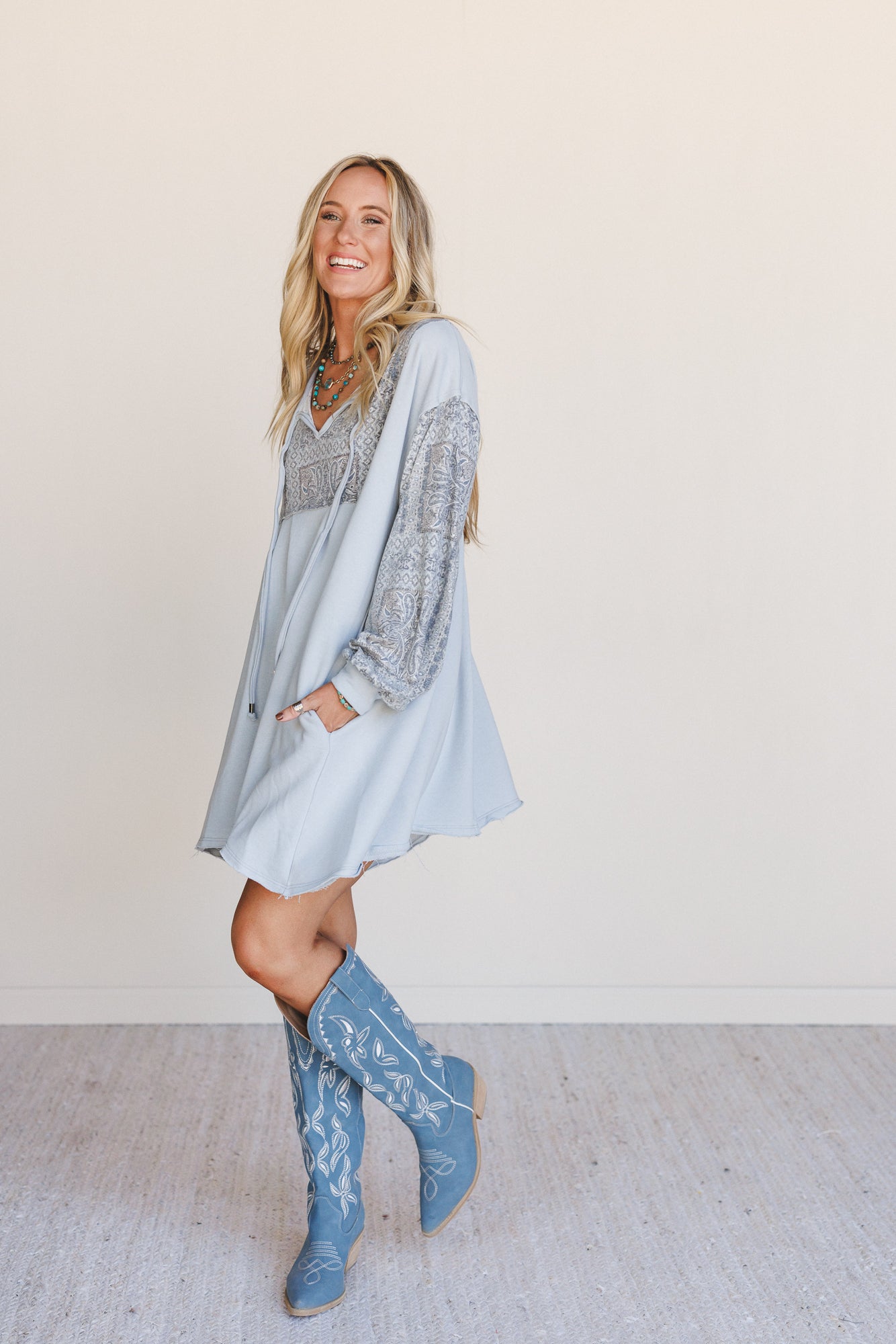 The Nest Sky Light Dress - Blue Multi - Pre Order