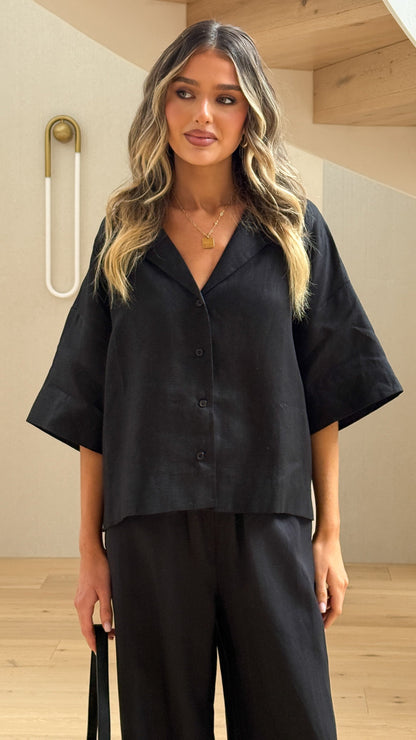 Luna Button Up Shirt - Black