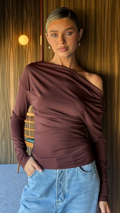 Sutton Long Sleeve Top - Chocolate