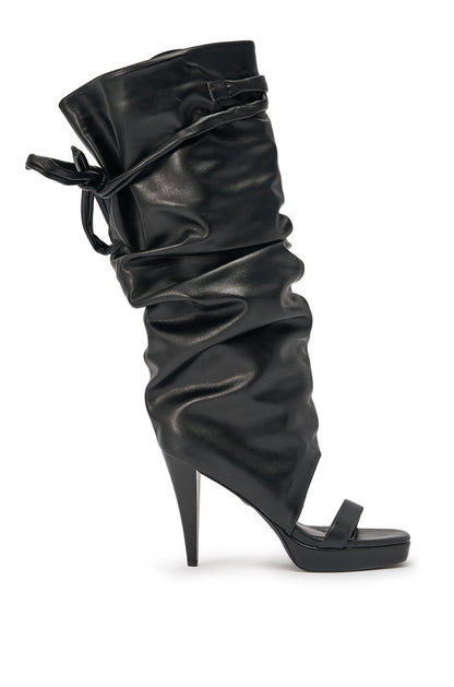 AKIRA GOLD SEREL BLACK STILETTO GLADIATOR BOOT