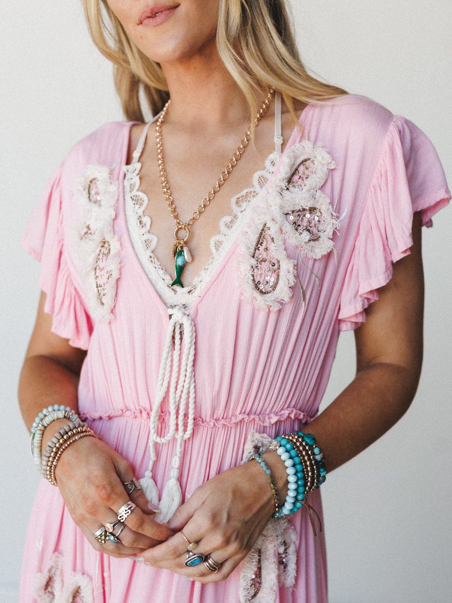 Flowery Night Maxi Dress - Pink