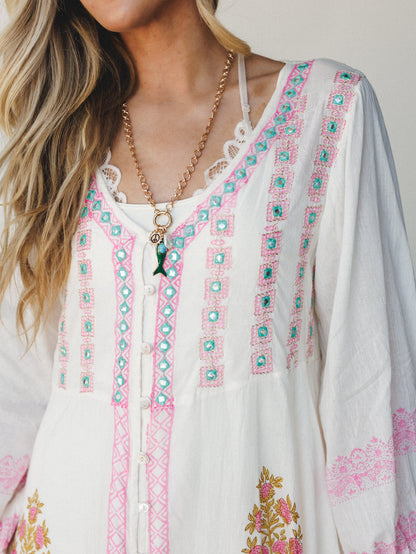Bali Song Maxi Dress - Ivory Multi