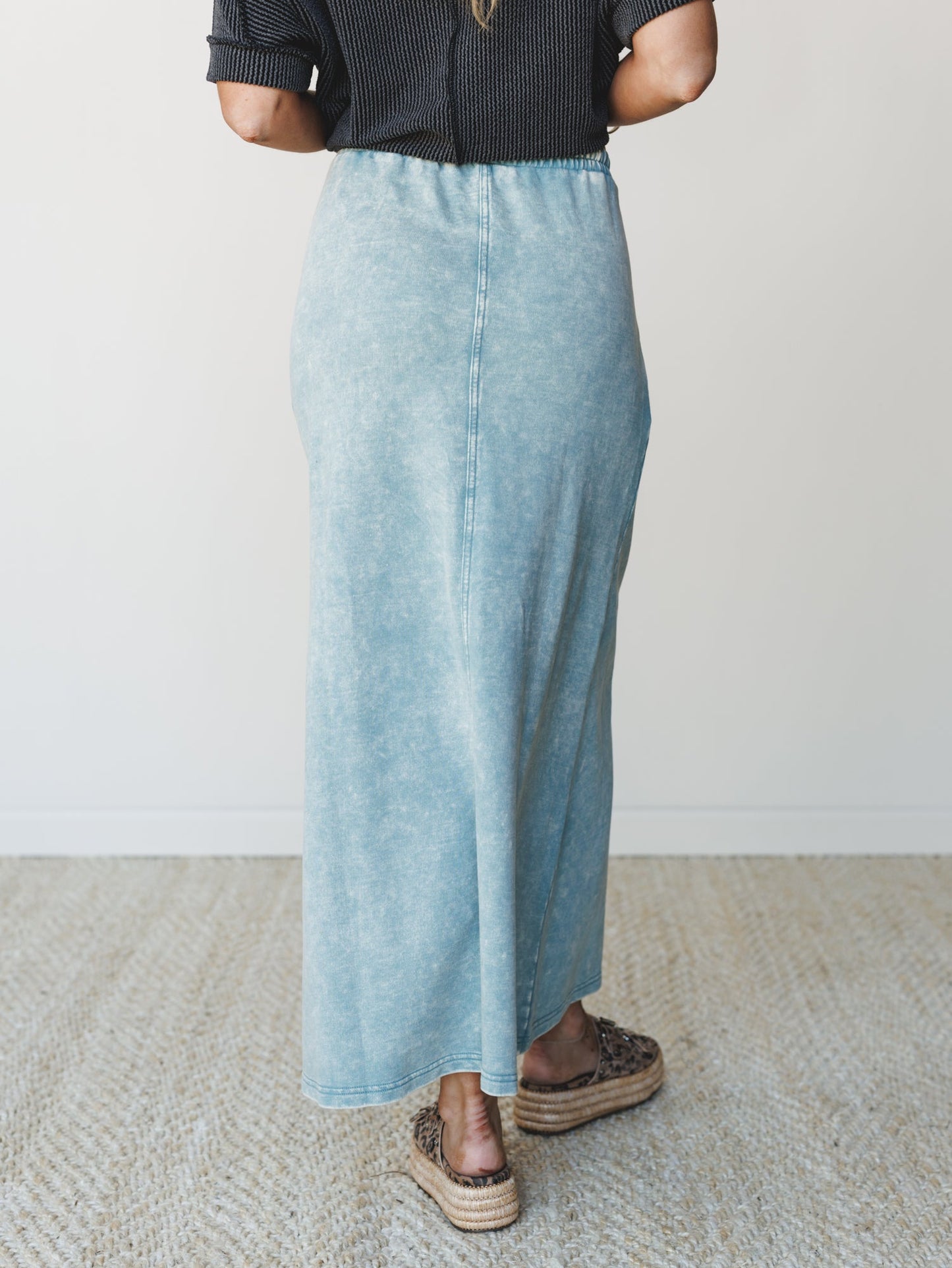 Sunfade Front Slit Maxi Skirt - Ash Blue