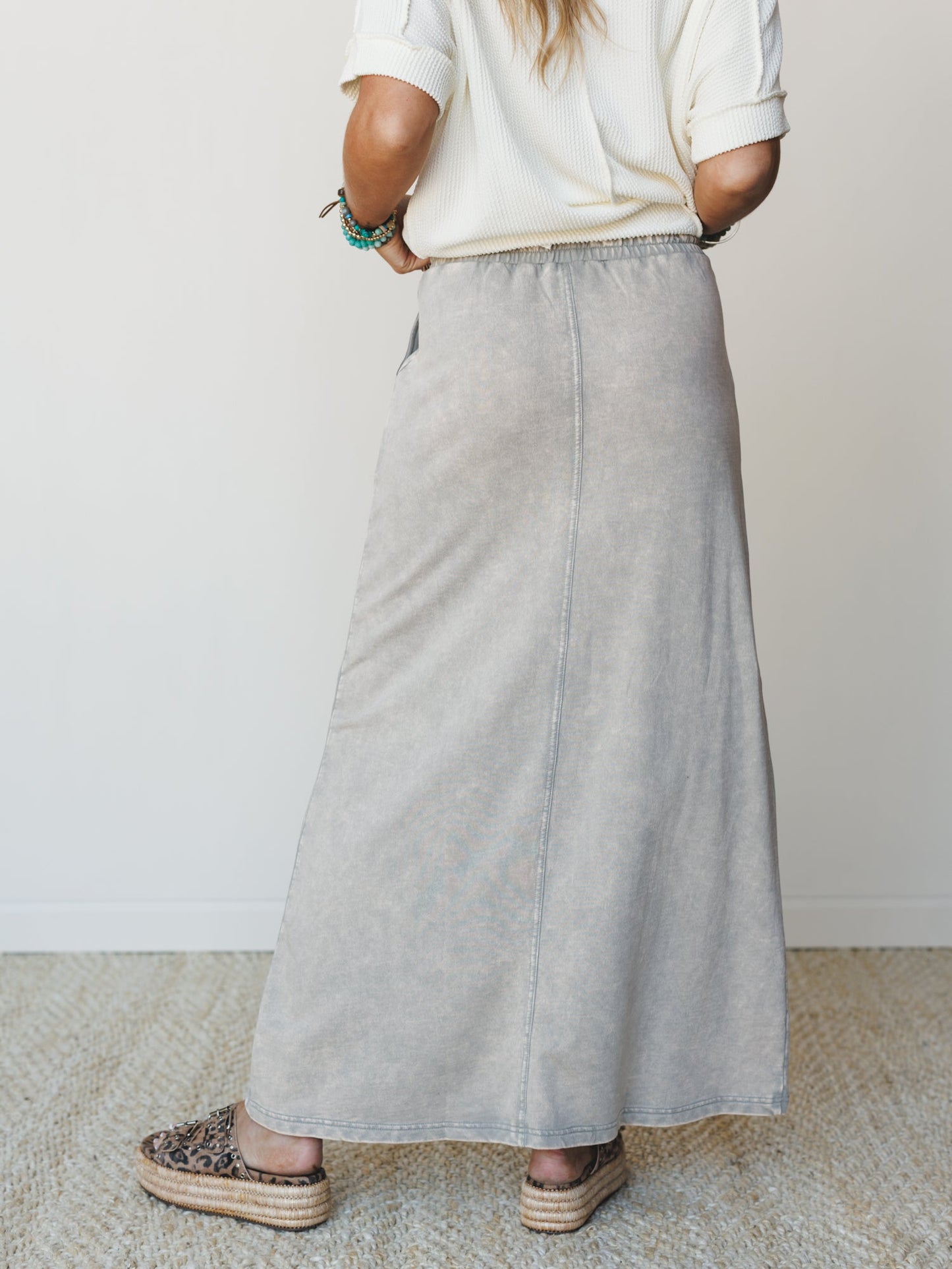 Sunfade Front Slit Maxi Skirt - Sleet