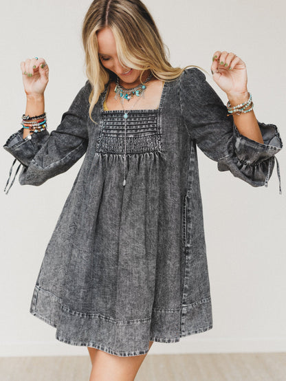 Soft Grove Babydoll Dress - Black - Pre Order