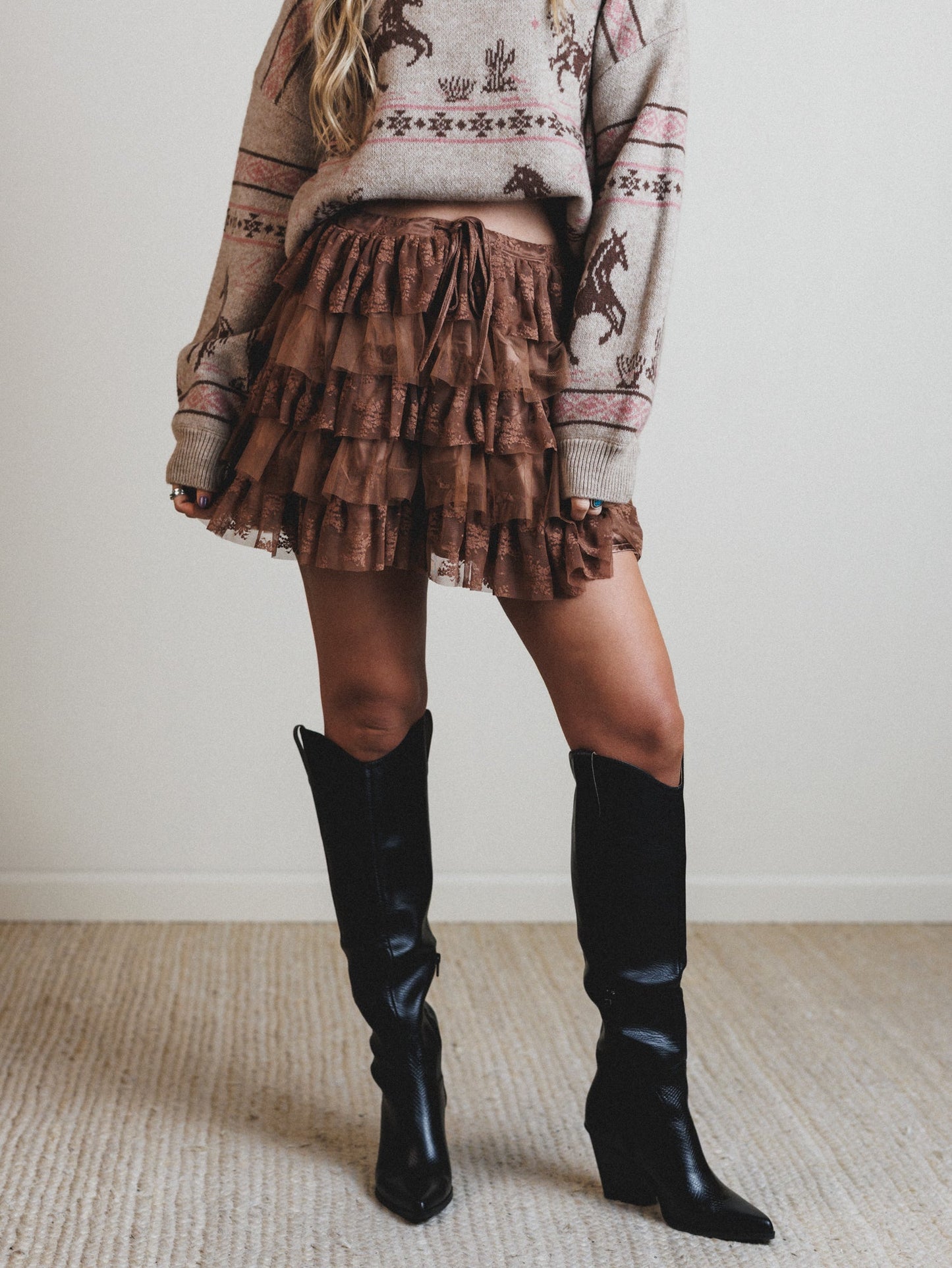 Fairy Parade Tiered Ruffle Mini Skirt - Taupe - Pre Order