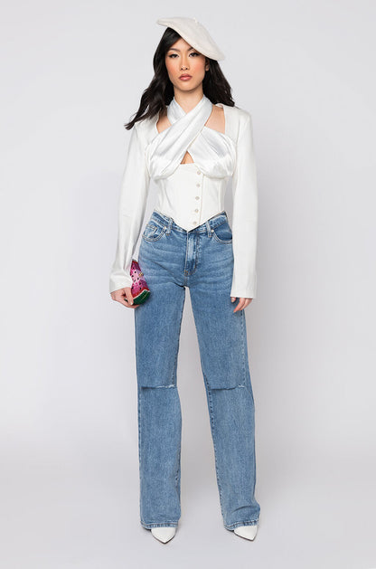 ACABELLA HALTER NECK TOP WHITE