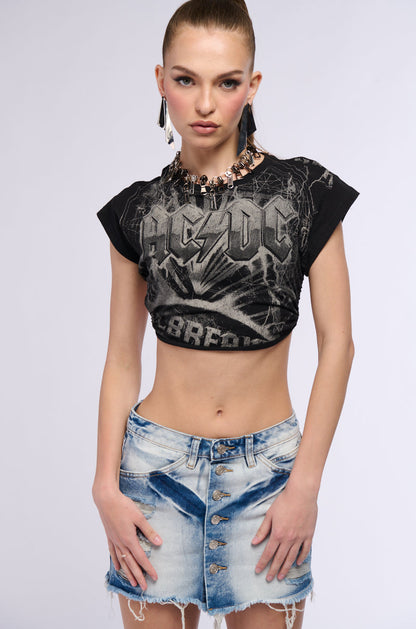 ACDC OPEN TIE BACK CROPPED T SHIRT