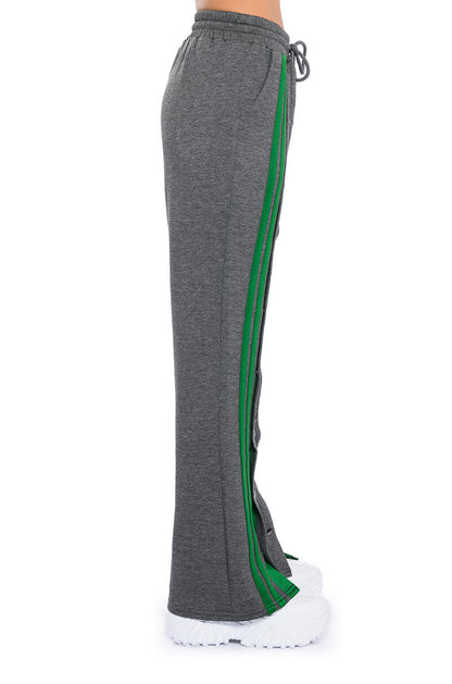 ACQUAINTED SNAP FRONT WIDE LEG SWEATPANT