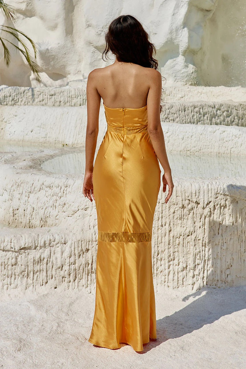 Melrose Strapless Dress - Orange