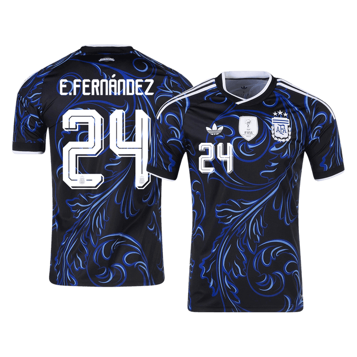 E. FERNANDEZ #24 Argentina Away Soccer Jersey World Cup 2026