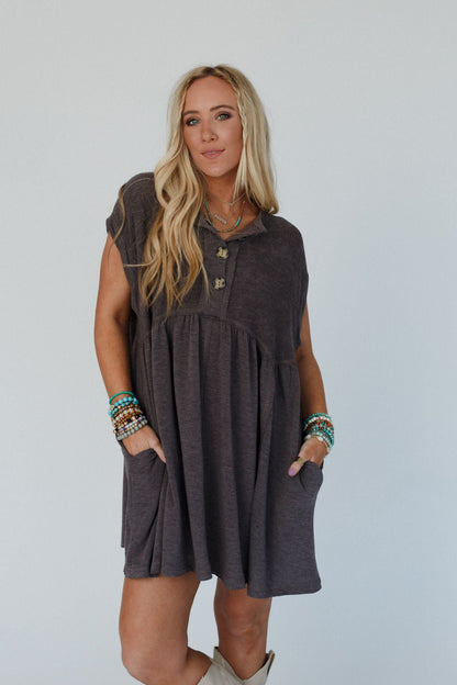 The Nest Sweet Nothings Baby Doll Dress - Charcoal - Pre Order