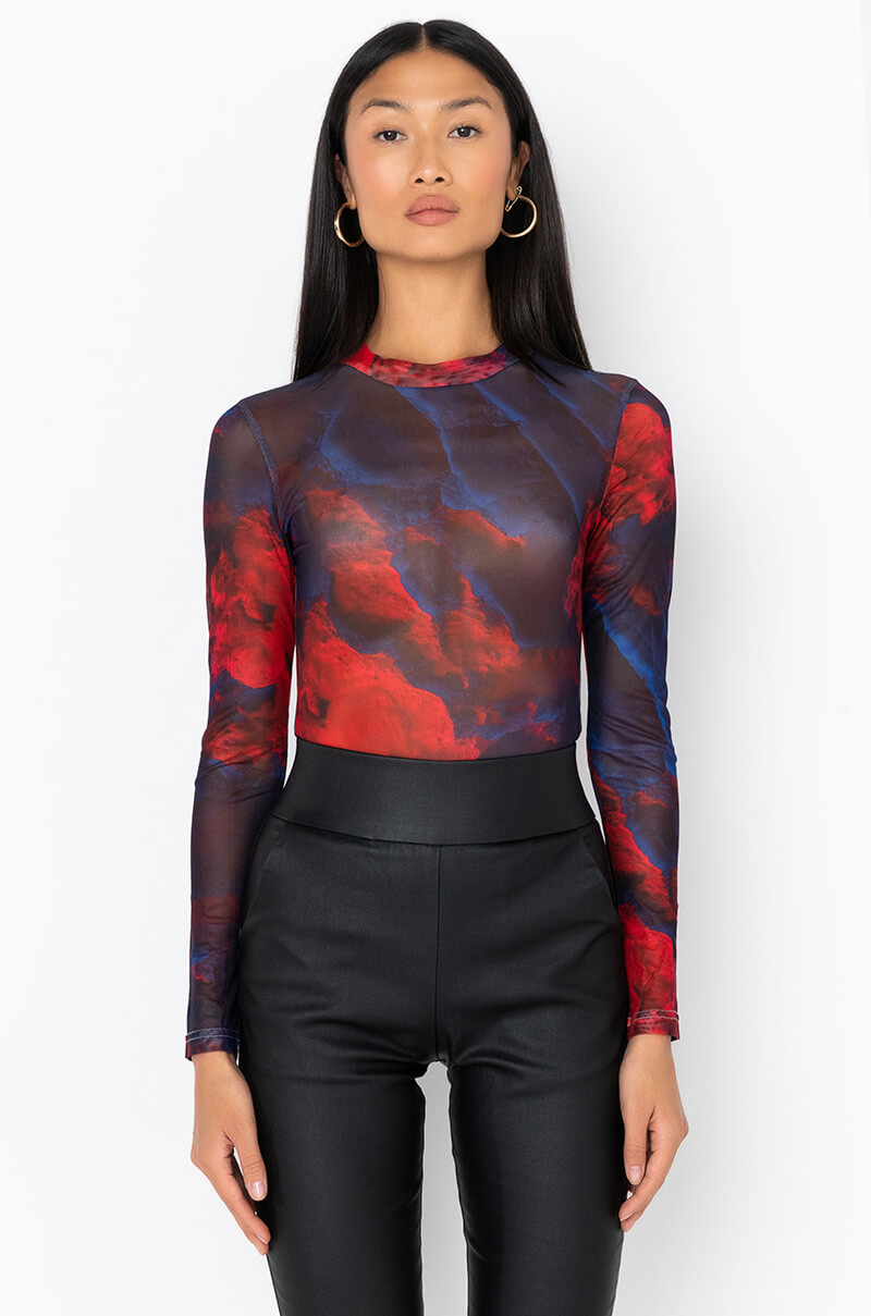 4 SWIRL MESH LONG BODYSUIT