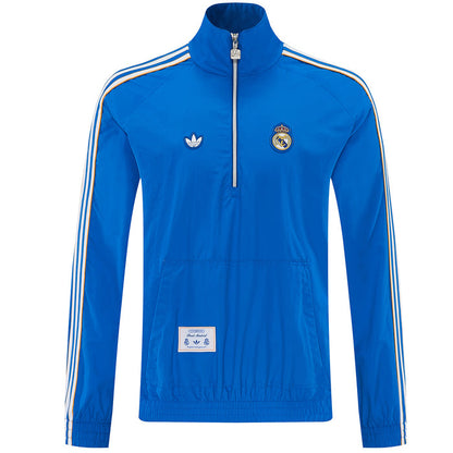 Real Madrid 1/2 Zipper Windbreaker Jacket Blue 2026