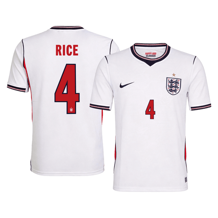 RICE #4 England Home Soccer Jersey World Cup 2026