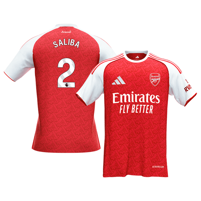 SALIBA #2 Arsenal Home Soccer Jersey 2025/26